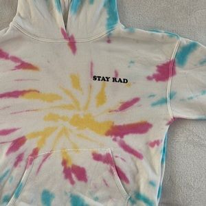 Spiritual Gangster Tie-Dye "Stay Rad" Hoodie - White, Yellow, Pink, Blue